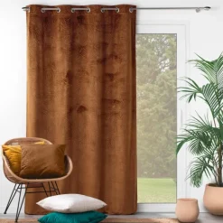 Rideau occultant en velours feuilles de monstera