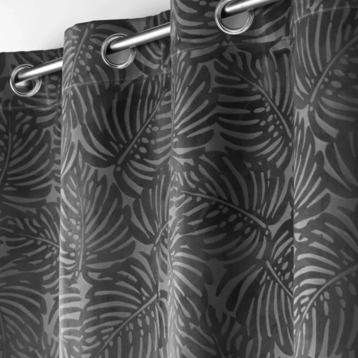 Rideau occultant en velours feuilles de monstera