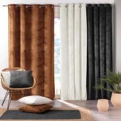 Rideau occultant en velours feuilles de monstera