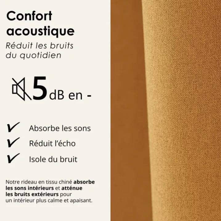 Rideau 100% occultant thermique phonique chiné MIDNIGHT