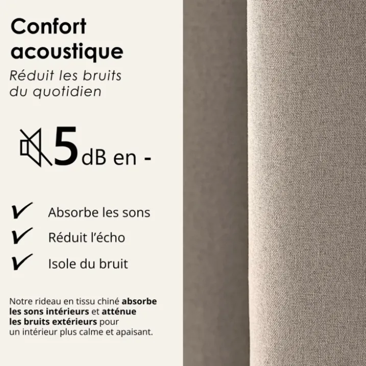 Rideau 100% occultant thermique phonique chiné MIDNIGHT