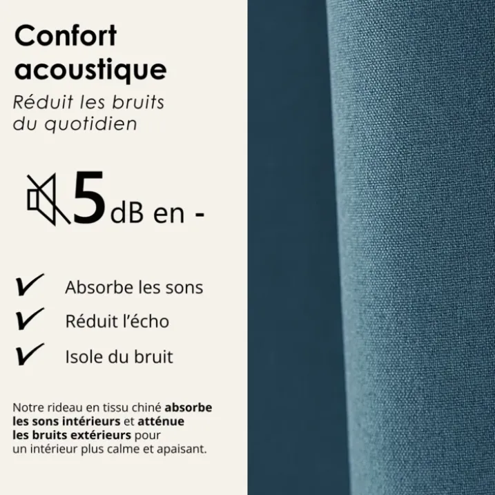 Rideau 100% occultant thermique phonique chiné MIDNIGHT