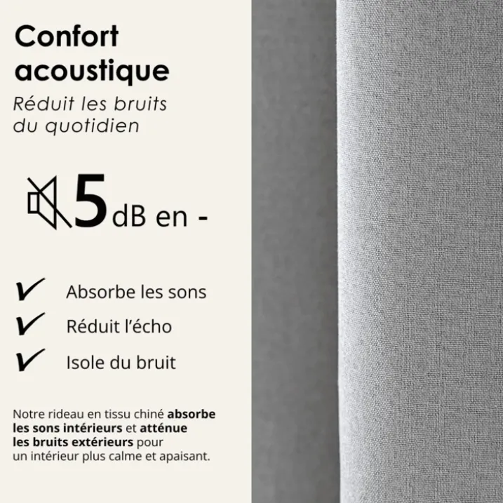 Rideau 100% occultant thermique phonique chiné MIDNIGHT