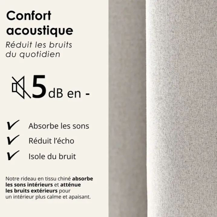 Rideau 100% occultant thermique phonique chiné MIDNIGHT
