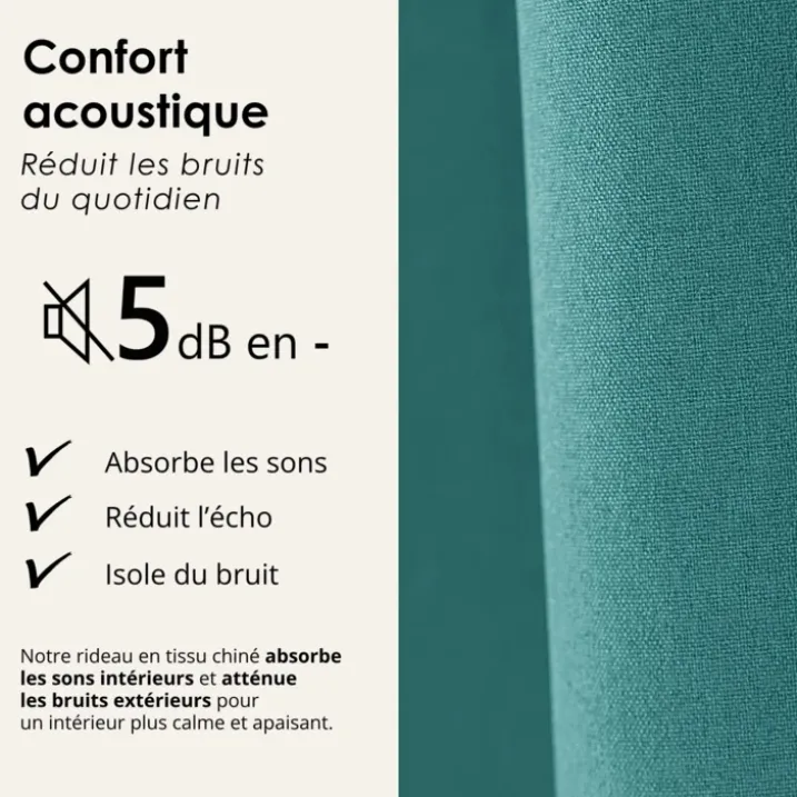 Rideau 100% occultant thermique phonique chiné MIDNIGHT