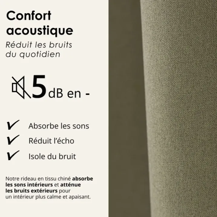 Rideau 100% occultant thermique phonique chiné MIDNIGHT