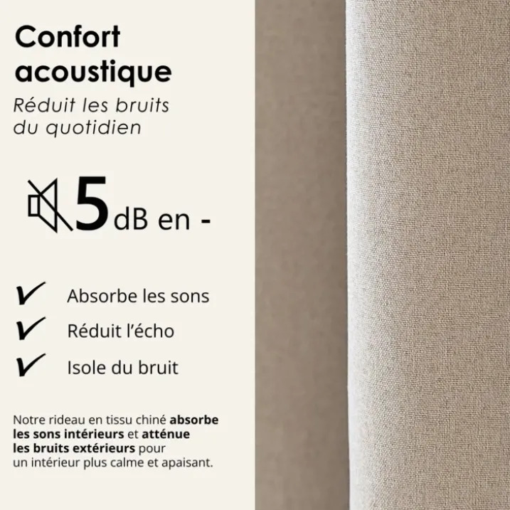 Rideau 100% occultant thermique phonique chiné MIDNIGHT