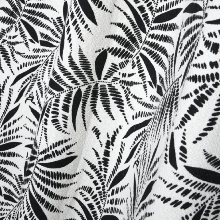 Rideau à oeillets imprimé feuillage tropical en coton