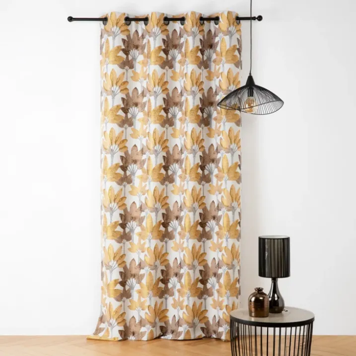 Rideau à oeillets jacquard motif végétal