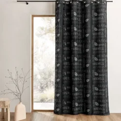 Rideau shantung à paillettes et motifs imprimés