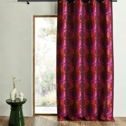 Rideau tamisant jacquard motifs de croissants de lune