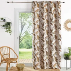 Rideau tamisant à oeillets motif feuilles