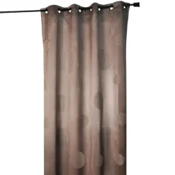 Rideau taupe en shantung brodé ronds mêlés