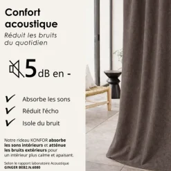 Rideau thermique phonique et semi occultant KONFOR