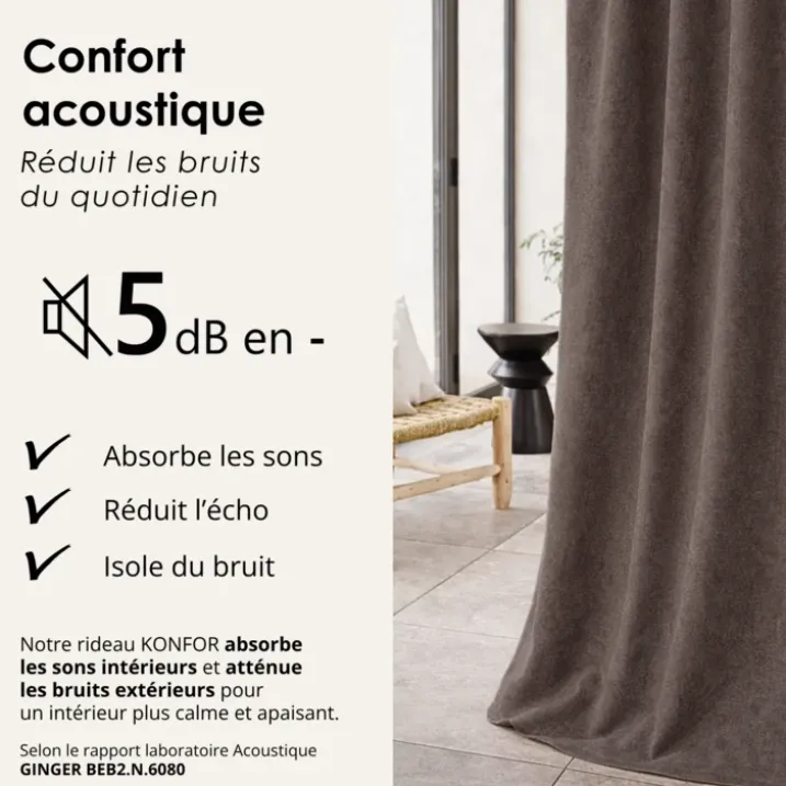 Rideau thermique phonique et semi occultant KONFOR