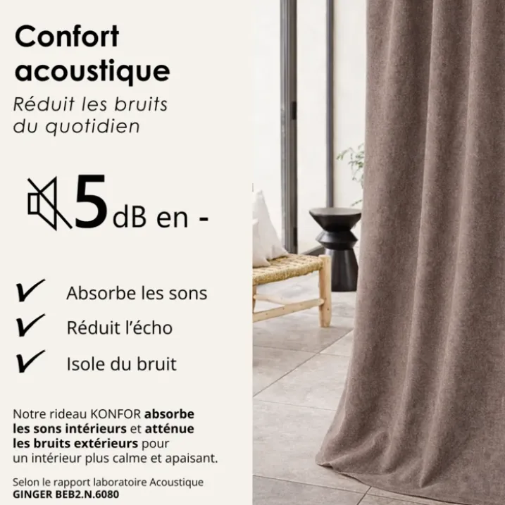 Rideau thermique phonique et semi occultant KONFOR