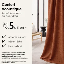 Rideau thermique phonique et semi occultant KONFOR