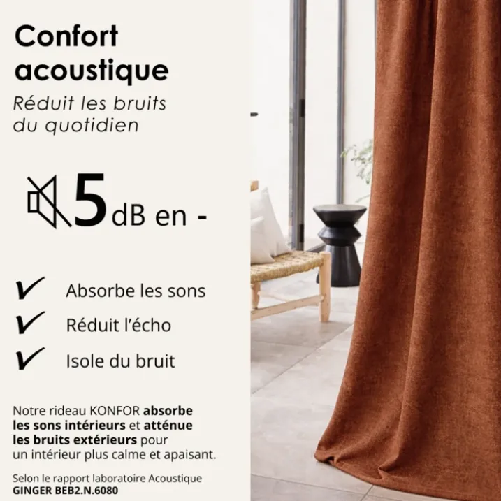 Rideau thermique phonique et semi occultant KONFOR