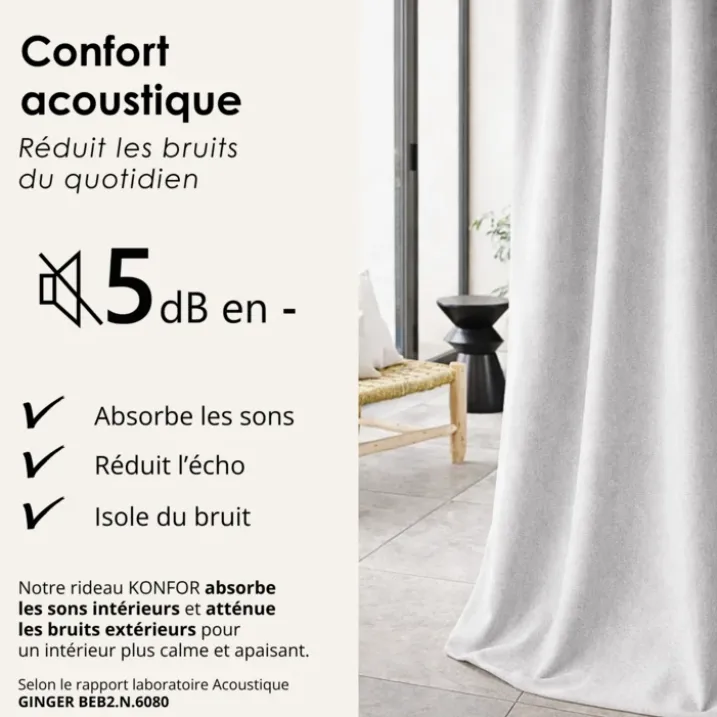 Rideau thermique phonique et semi occultant KONFOR