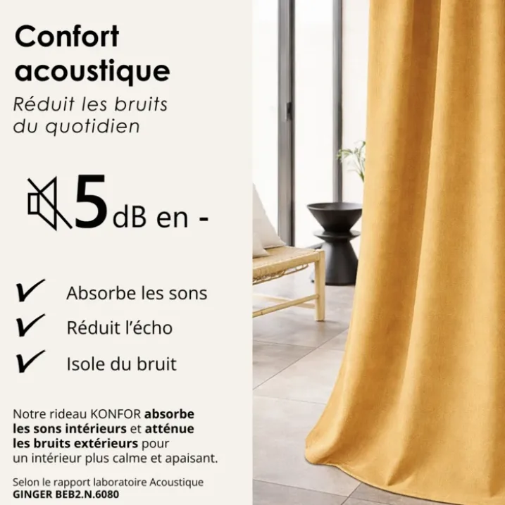 Rideau thermique phonique et semi occultant KONFOR