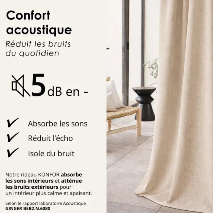 Rideau thermique phonique et semi occultant KONFOR