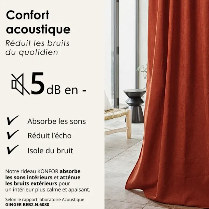 Rideau thermique phonique et semi occultant KONFOR