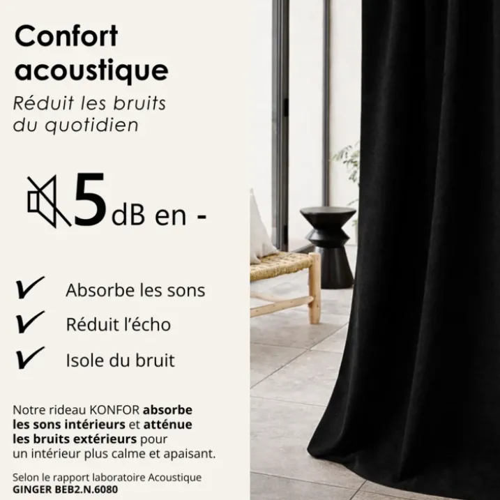 Rideau thermique phonique et semi occultant KONFOR