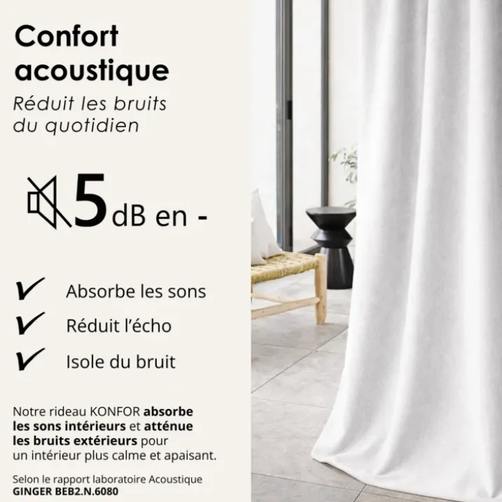Rideau thermique phonique et semi occultant KONFOR