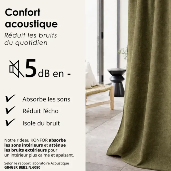 Rideau thermique phonique et semi occultant KONFOR
