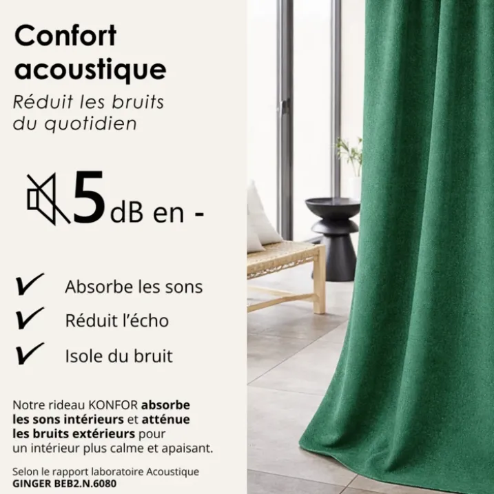 Rideau thermique phonique et semi occultant KONFOR