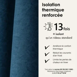 Rideau thermique phonique et semi occultant à galons fronceurs KONFOR
