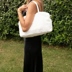 Sac imitation fourrure anse et bandoulière amovible
