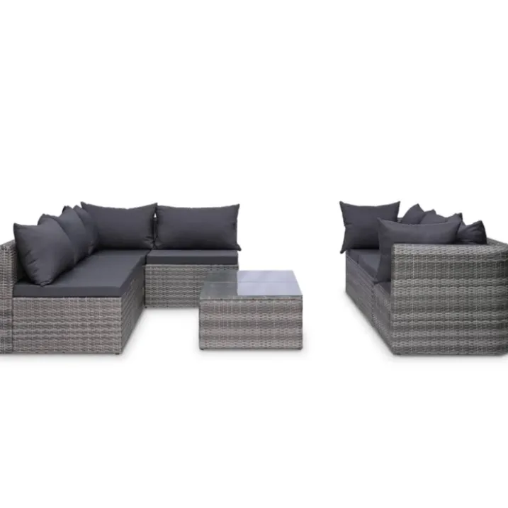 Salon de jardin avec coussin, résine tressée