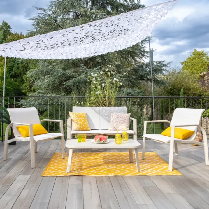 Salon de jardin bas 4 places en aluminium