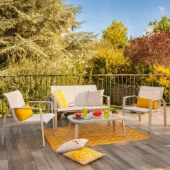 Salon de jardin bas 4 places en aluminium