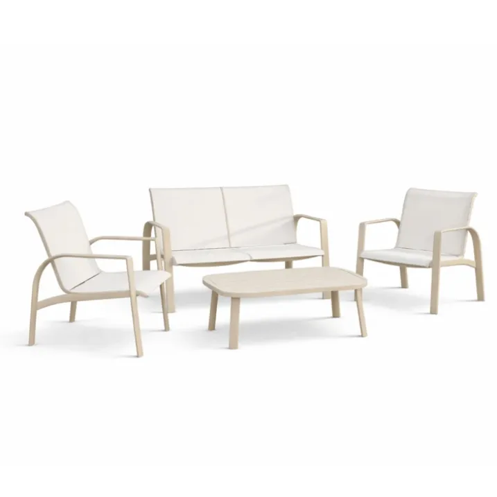 Salon de jardin bas 4 places en aluminium