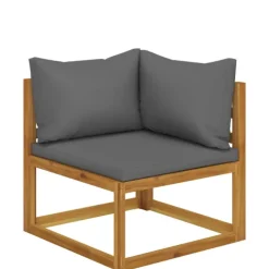 Salon de jardin 8 pcs en acacia avec coussin