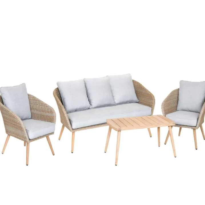 Salon détente pour 4 ou 5 personnes en résine tressée