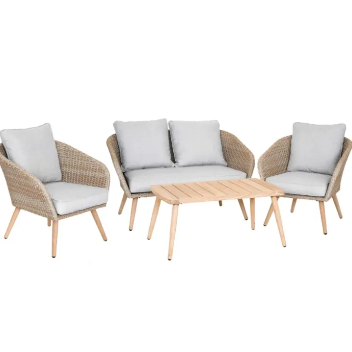 Salon détente pour 4 ou 5 personnes en résine tressée
