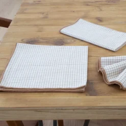 Serviette de table à carreaux en coton