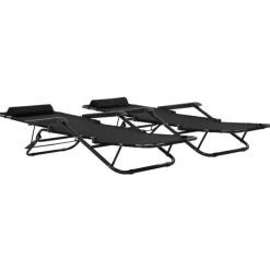 Set de 2 chaises longues pliables avec repose pied