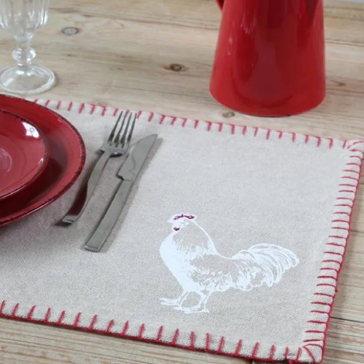 Set de table coq en coton