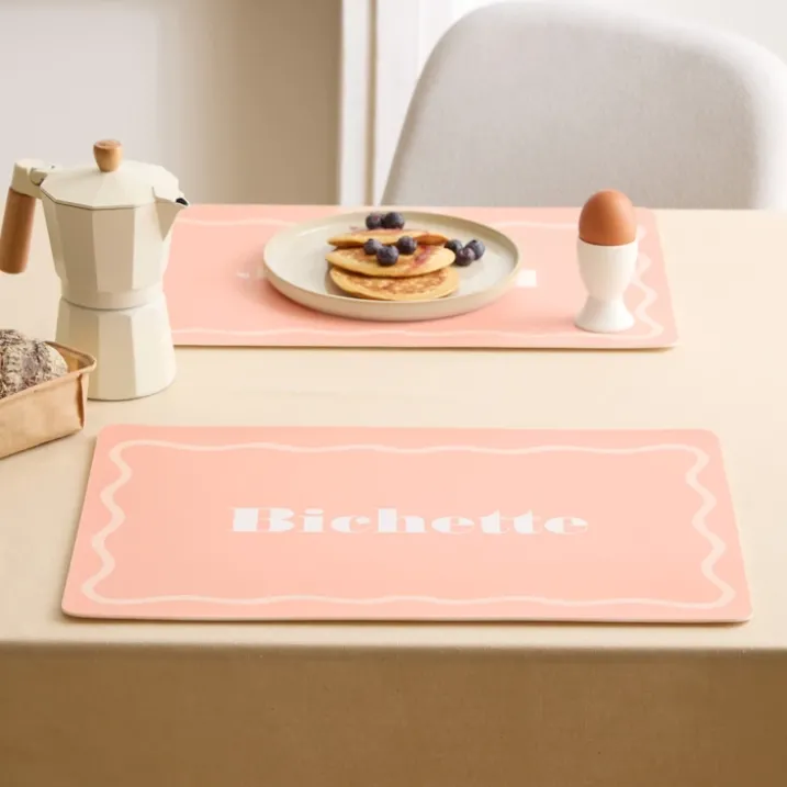 Set de table rectangulaire avec inscription Bichette