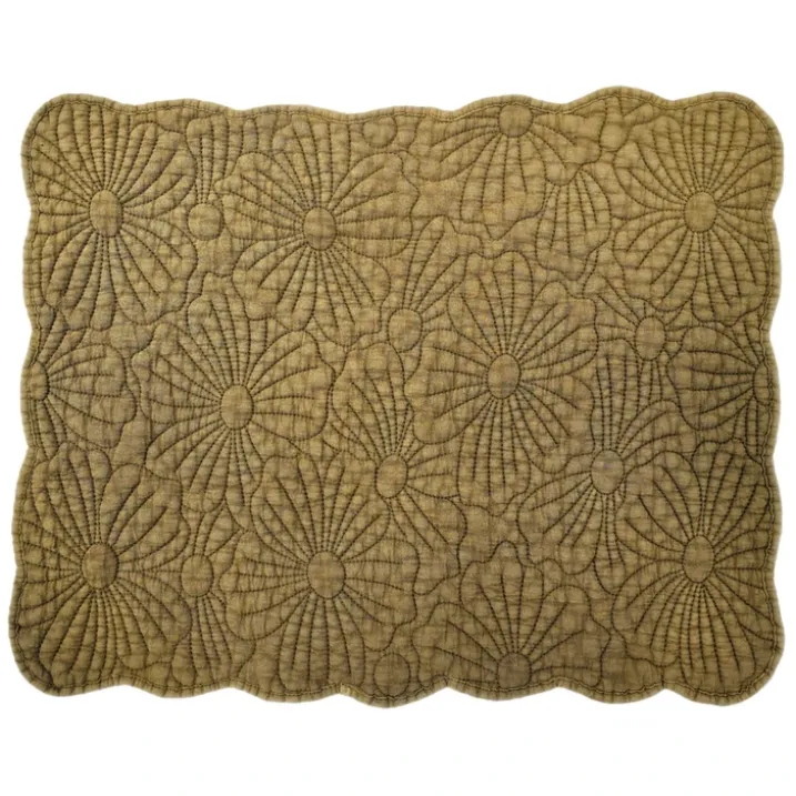 Set de table rectangulaire matelassé avec motif fleurs brodé