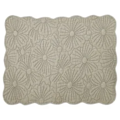 Set de table rectangulaire matelassé avec motif fleurs brodé