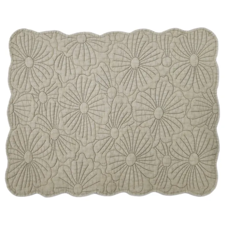Set de table rectangulaire matelassé avec motif fleurs brodé