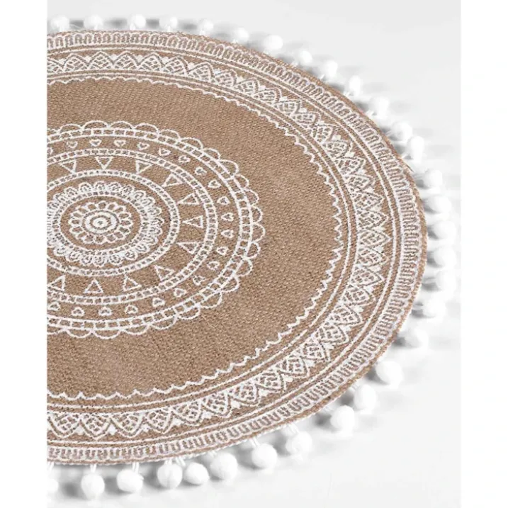 Set de table rond en jute avec pompons