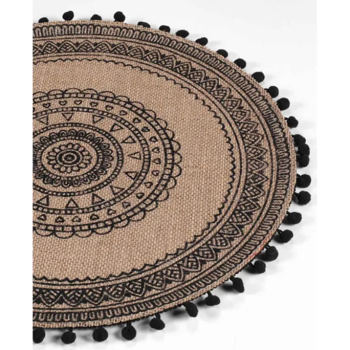 Set de table rond en jute avec pompons