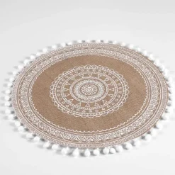 Set de table rond en jute avec pompons