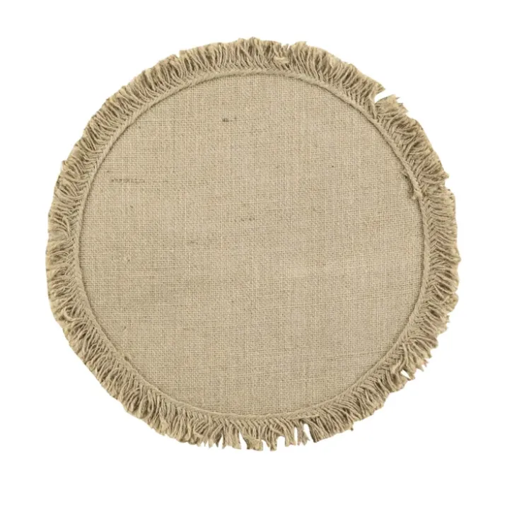 Set de table rond en jute à franges